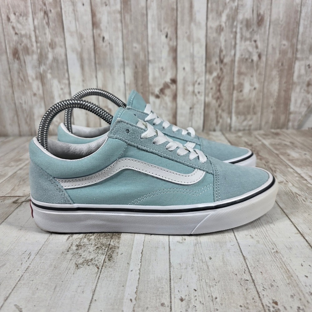 Vans Old Skool Light Blue Aqua Suede Canvas Low Top Sneakers Womens 7 Mens 5.5